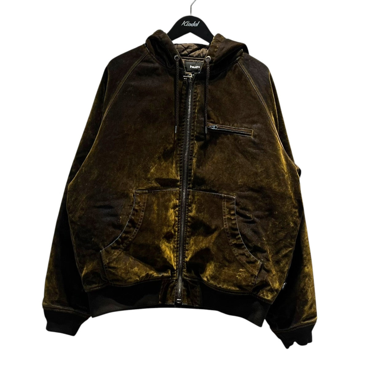 FLOCKED DENIM HOODED JACKET中綿フードジャケット