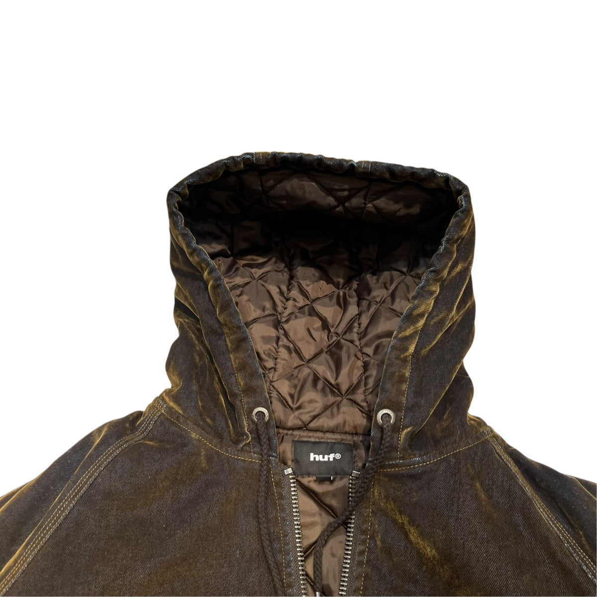 FLOCKED DENIM HOODED JACKET中綿フードジャケット