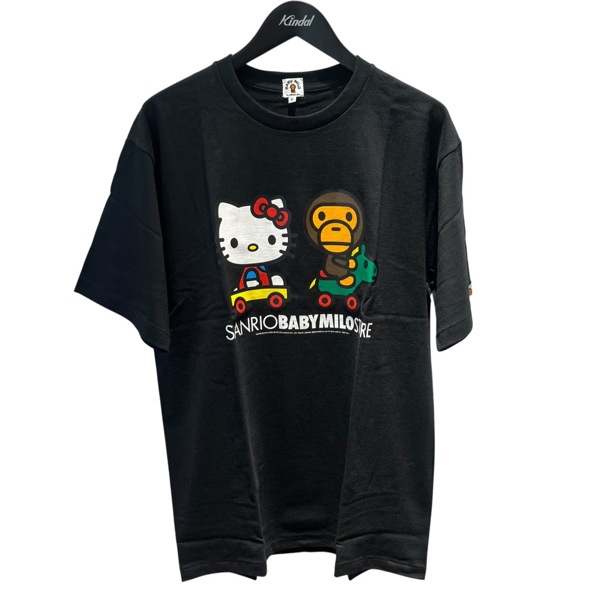 ハローキティ ベイビーマイロ　コラボTシャツ XLサイズ BABY MiLO(ベイビーマイロ) ハローキティプリントTシャツ ブラック