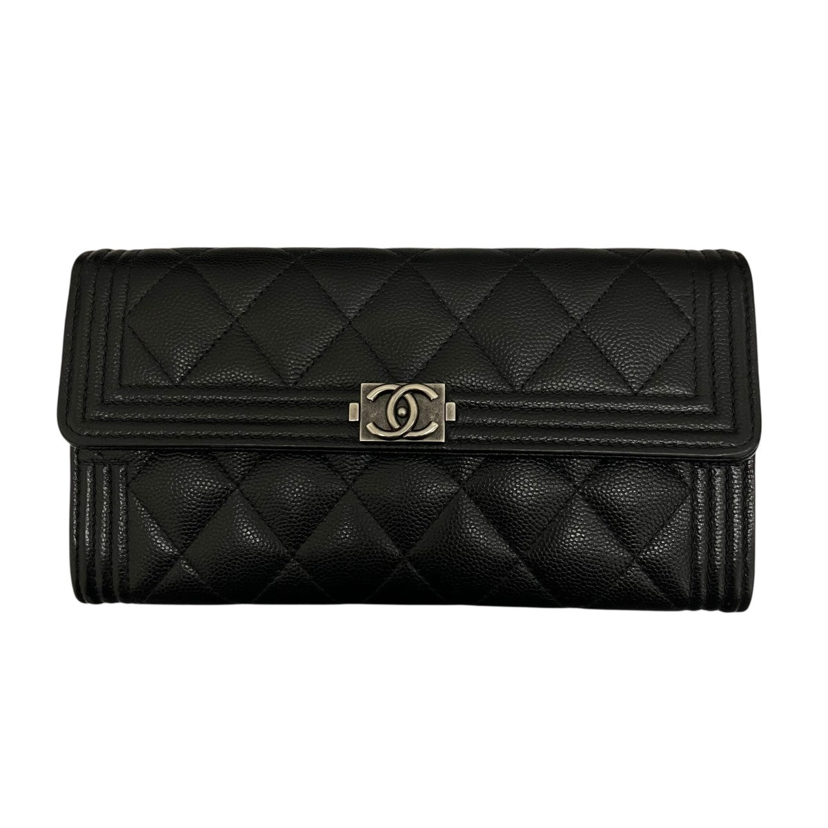 CHANEL キャビアスキンボーイシャネルフラップロングウォレット 古着・中古-1枚目のアイテム画像