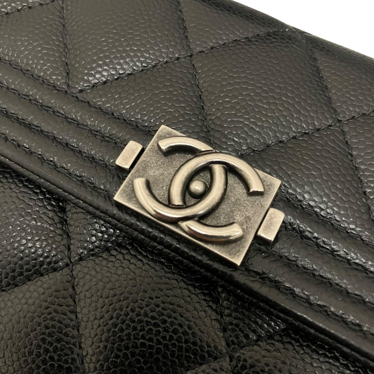 CHANEL キャビアスキンボーイシャネルフラップロングウォレット 古着・中古-6枚目のアイテム画像