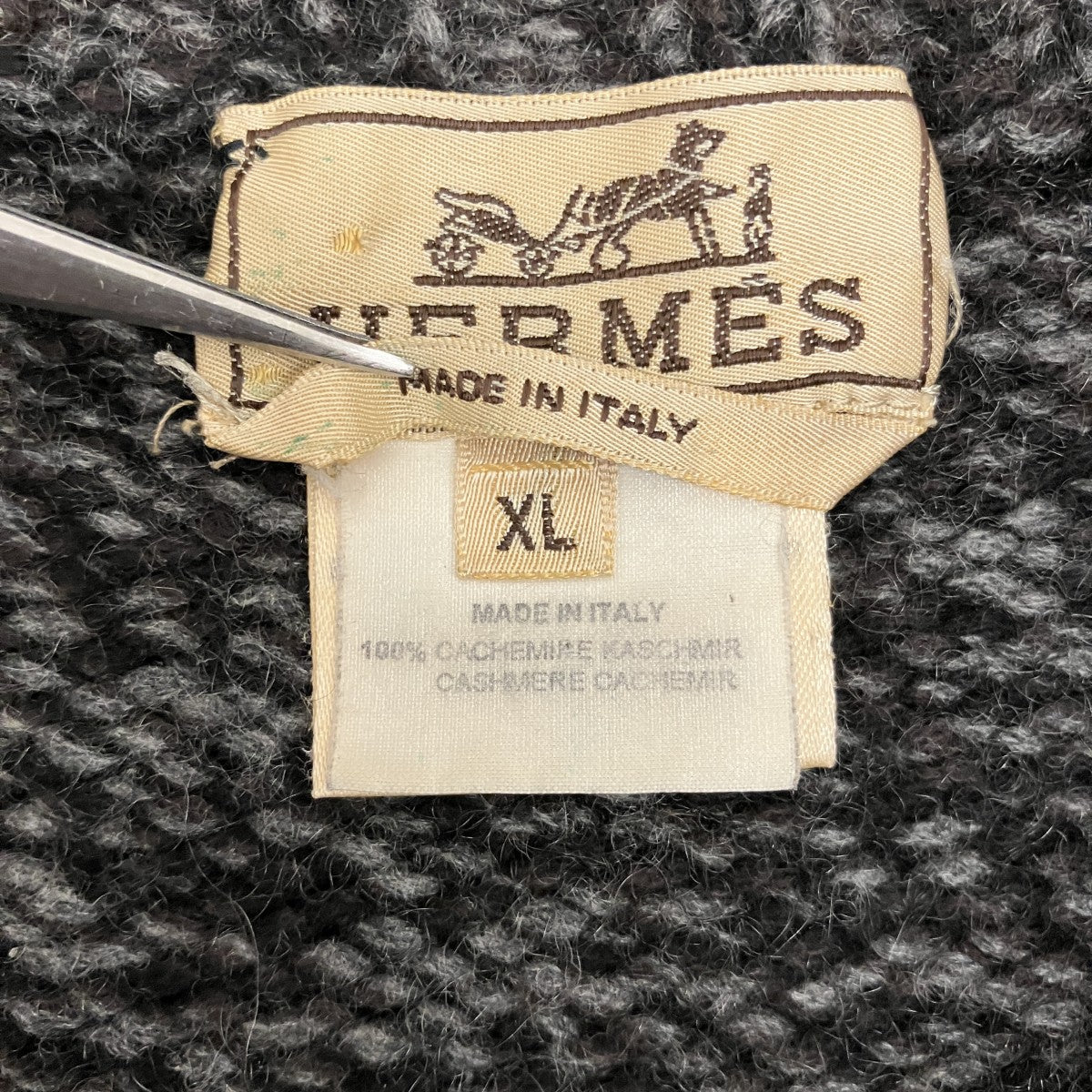 HERMES(エルメス) カシミヤジップカーディガン グレー サイズ XL