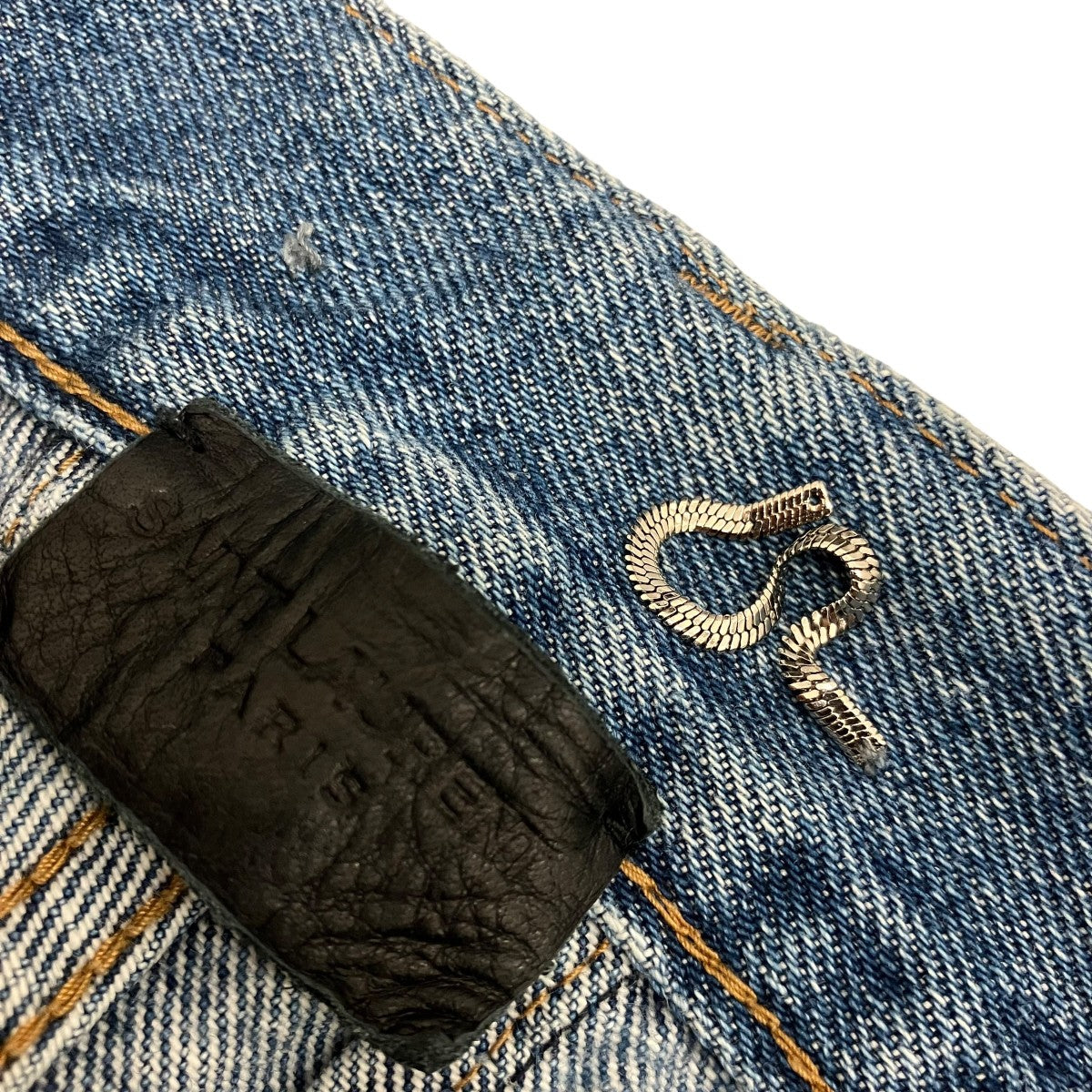 Saint Laurent Paris 15SSクラッシュ加工スキニーデニムパンツ419826 古着・中古-6枚目のアイテム画像
