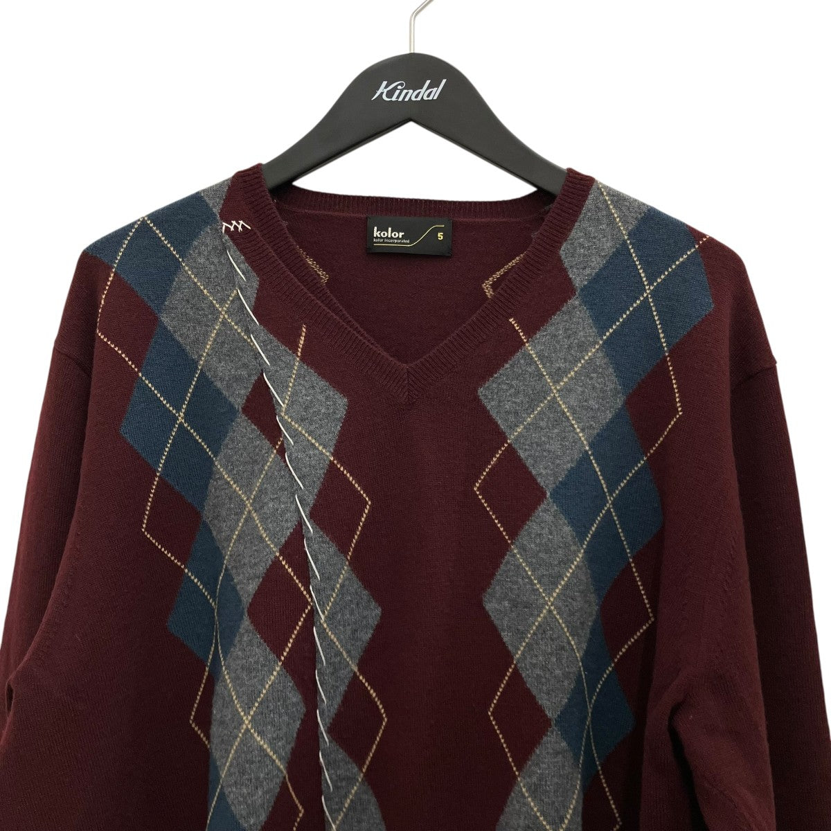 kolor 25AW 25WCM-N10308 アーガイルニット 5 KOLOR(カラー) 25AWアーガイルニット25WCM-N10308 25WCM-N10308 レッド