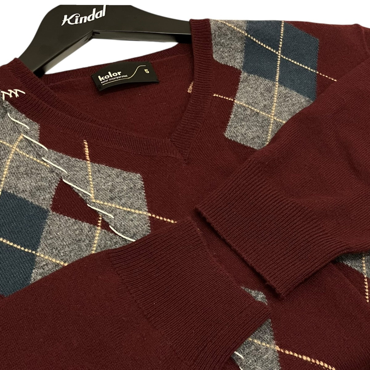 kolor 25AW 25WCM-N10308 アーガイルニット 5 KOLOR(カラー) 25AWアーガイルニット25WCM-N10308 25WCM-N10308 レッド
