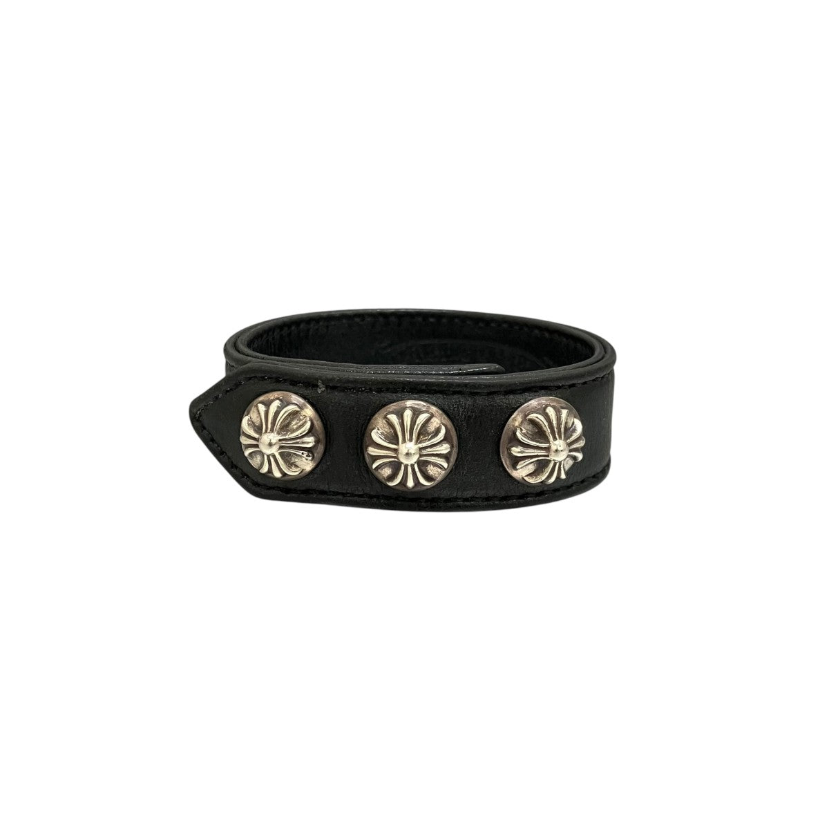 クロムハーツ レザーブレスレット 3ボタン2スナップ クロスボール CHROME HEARTS(クロムハーツ) クロスボール3ボタン2スナップレザー