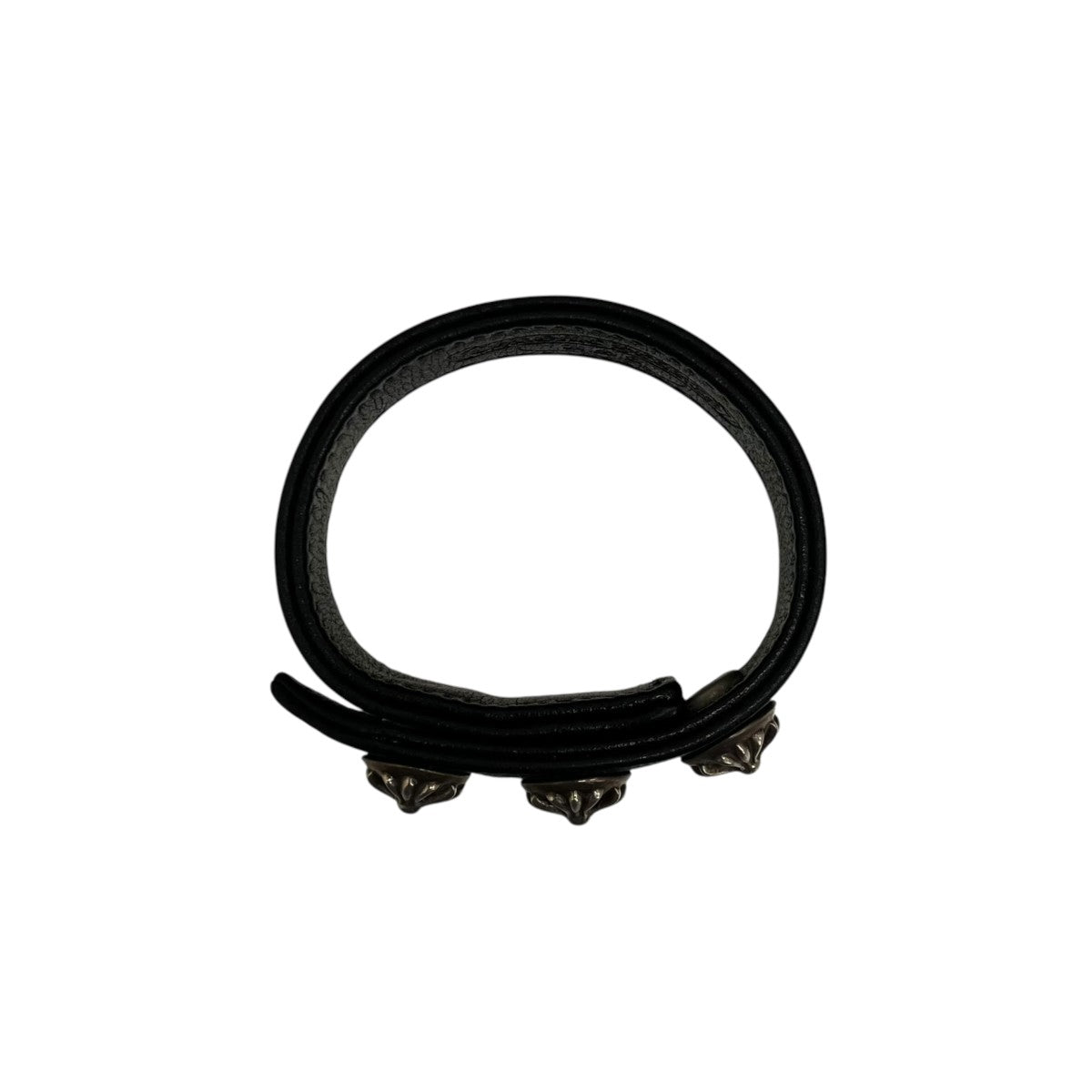 クロムハーツ レザーブレスレット 3ボタン2スナップ クロスボール CHROME HEARTS(クロムハーツ) クロスボール3ボタン2スナップレザー