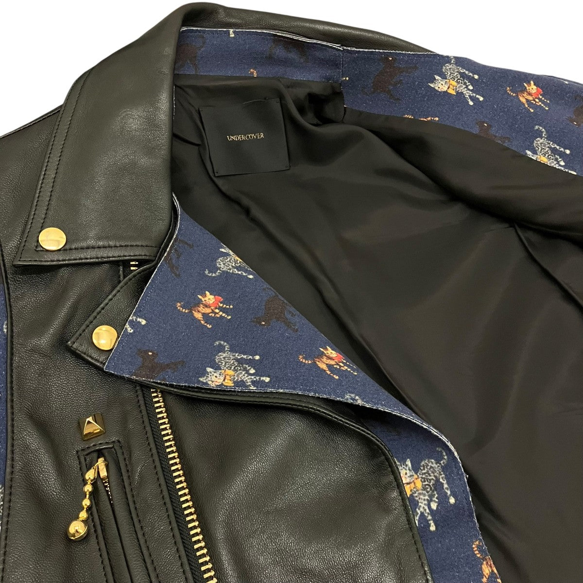 猫柄切替ライダースジャケットUCR1206-1