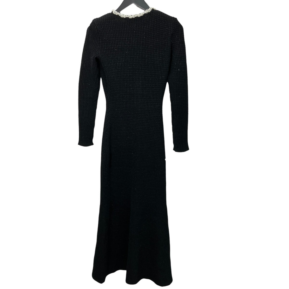 BLACK PEARL TRIM KNIT MIDI DRESSパールトリムニットワンピースRS25-087M-B