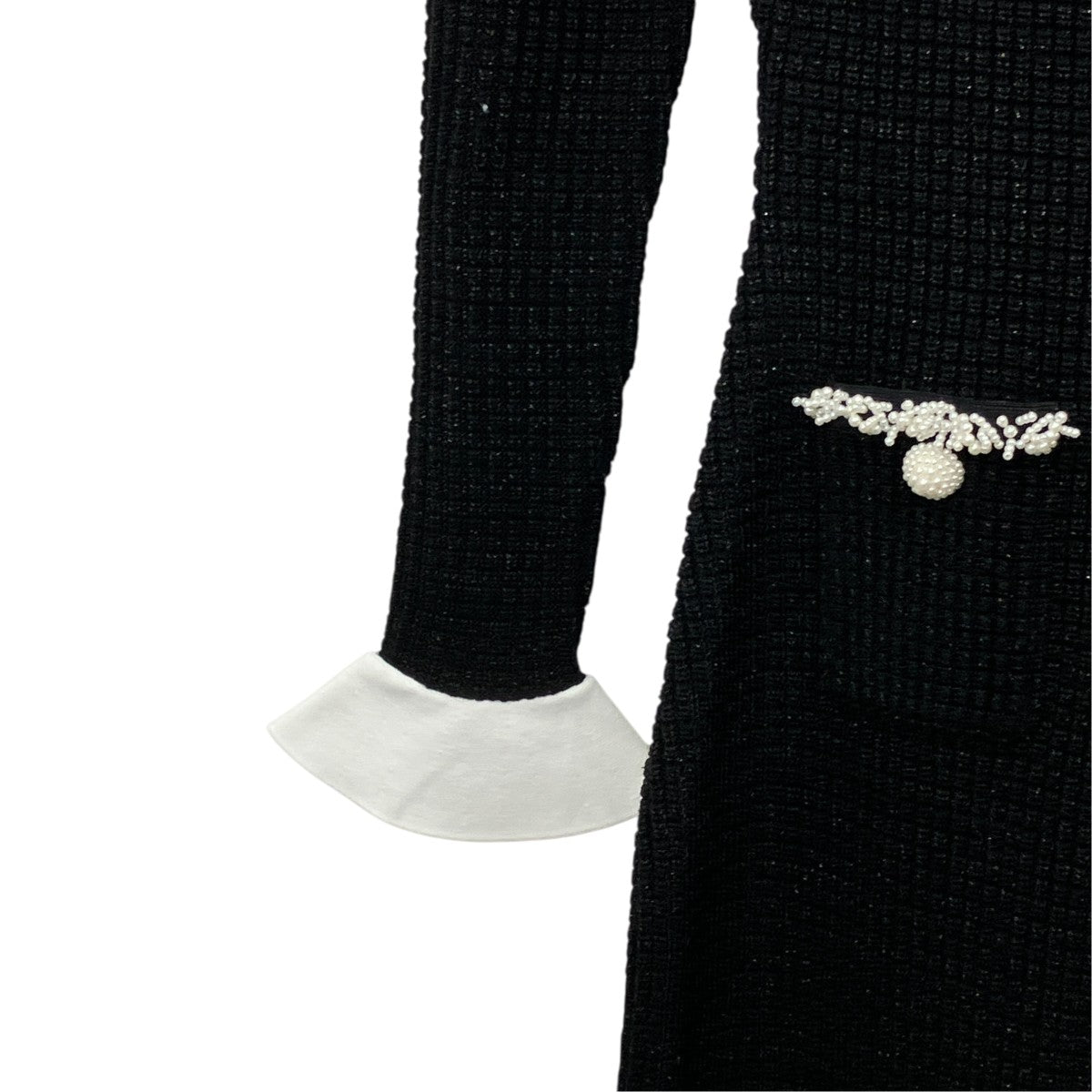 BLACK PEARL TRIM KNIT MIDI DRESSパールトリムニットワンピースRS25-087M-B