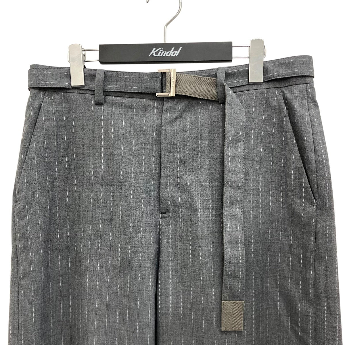 sacai 24ssChalk Stripe Pantsベルテッドストライプワイドパンツ24-03343M 古着・中古-3枚目のアイテム画像
