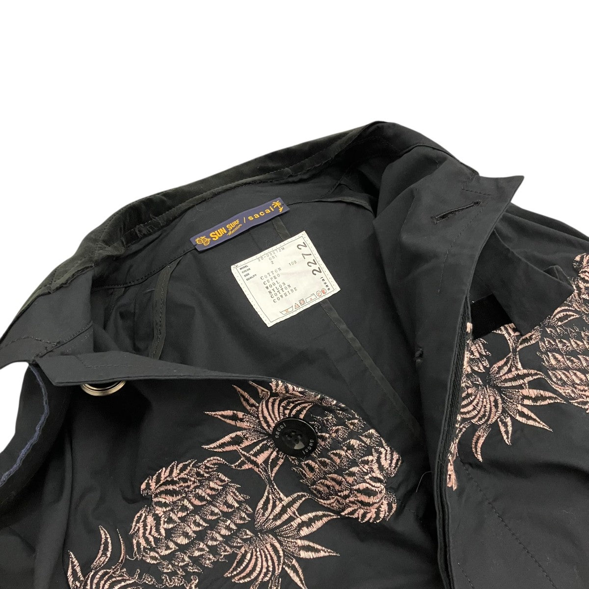 sacai×Sun Surf エンブロイダリーステンカラーコート20-02272M 古着・中古-5枚目のアイテム画像