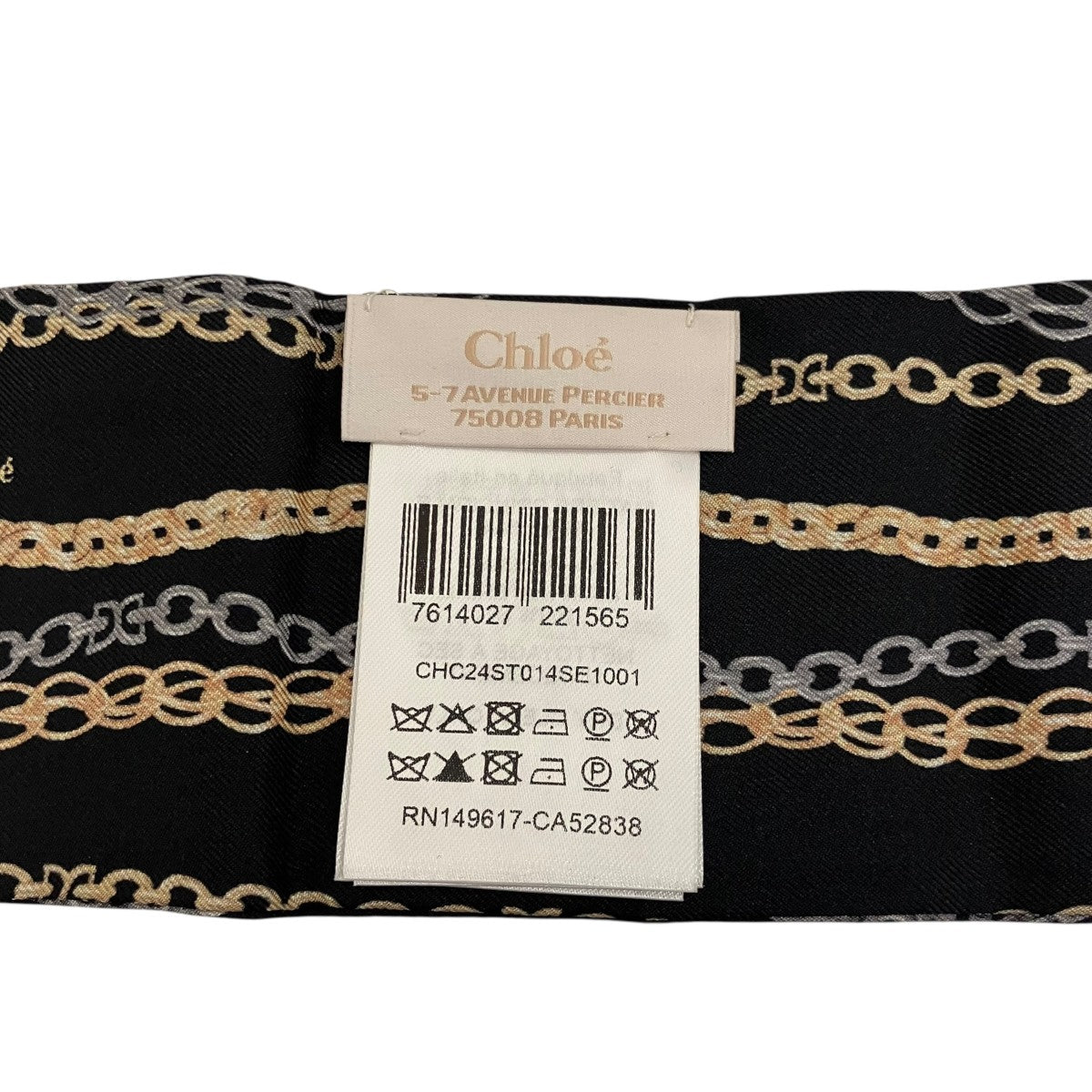 Chloe ブラック×ベージュシグネチャーバンドゥスカーフCHC24ST014SE1001 古着・中古-5枚目のアイテム画像
