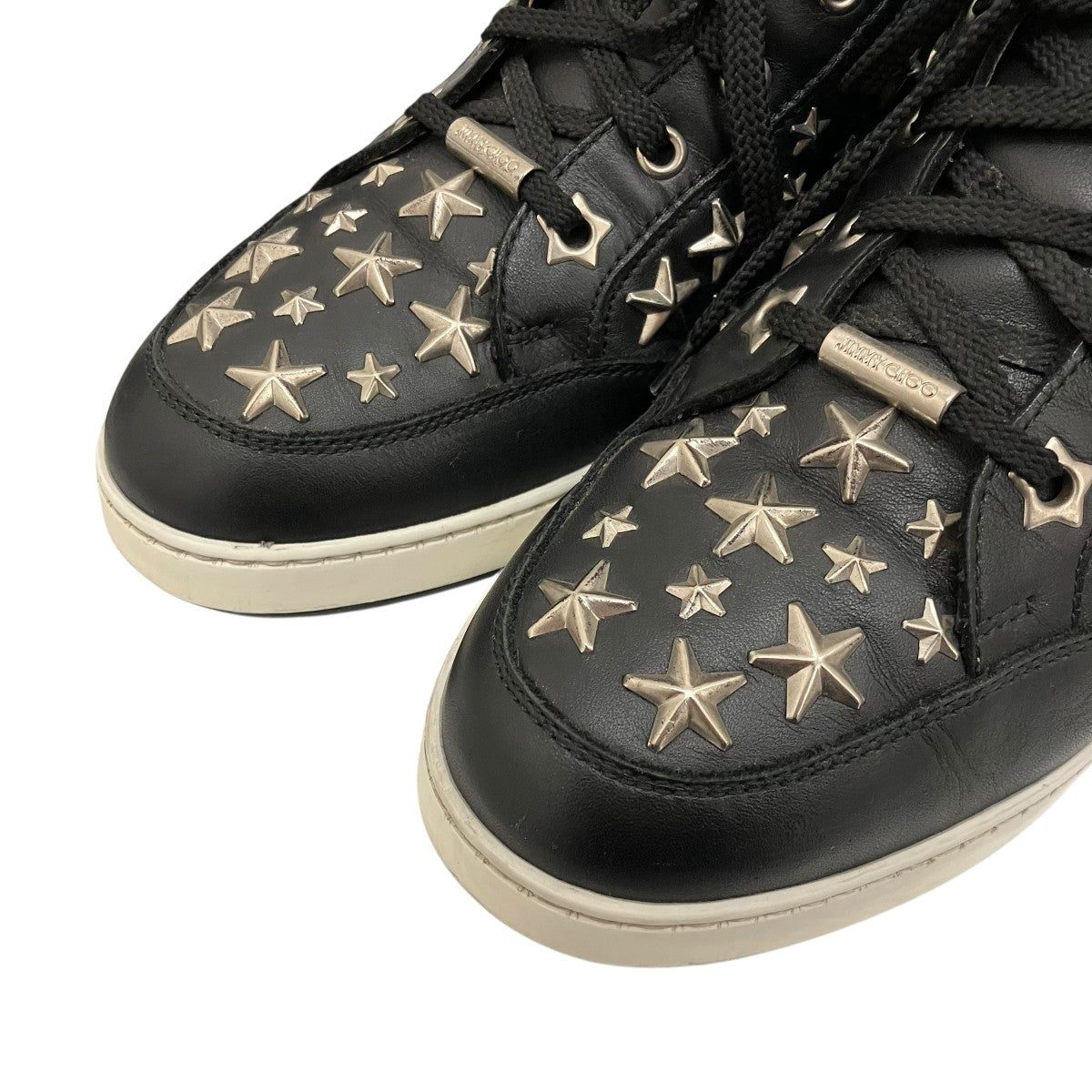 JIMMY CHOO ジミーチュウ ☆スタースタッズベールトブラック 新品同様/ JIMMY CHOO ジミーチュウ スタースタッズ フラットシューズ