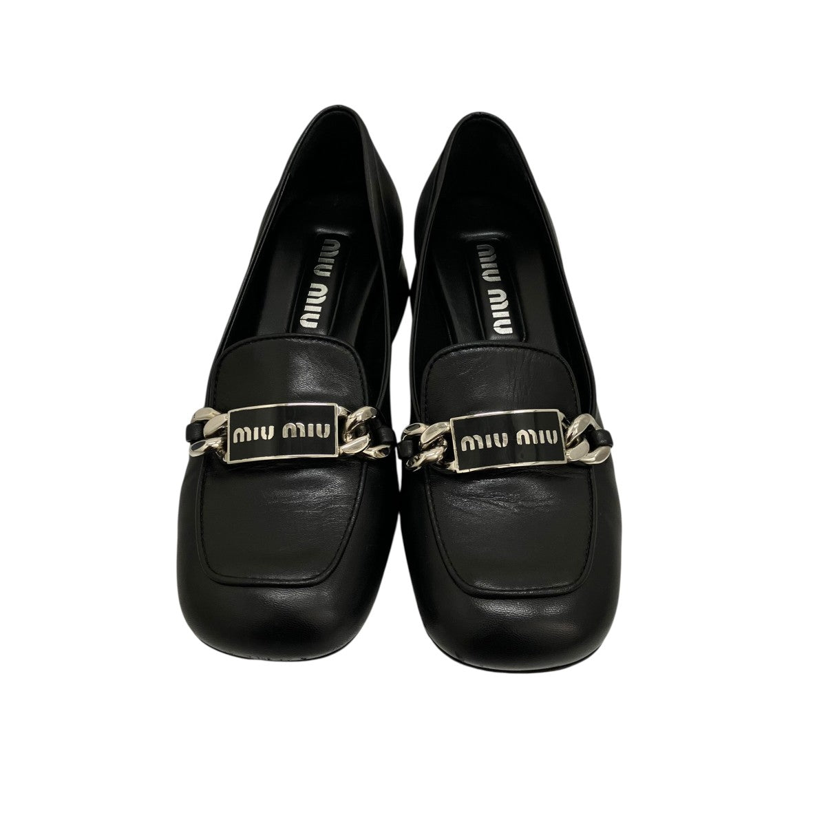 MIU MIU チェーンモチーフブラッシュドレザーローファー 古着・中古-2枚目のアイテム画像