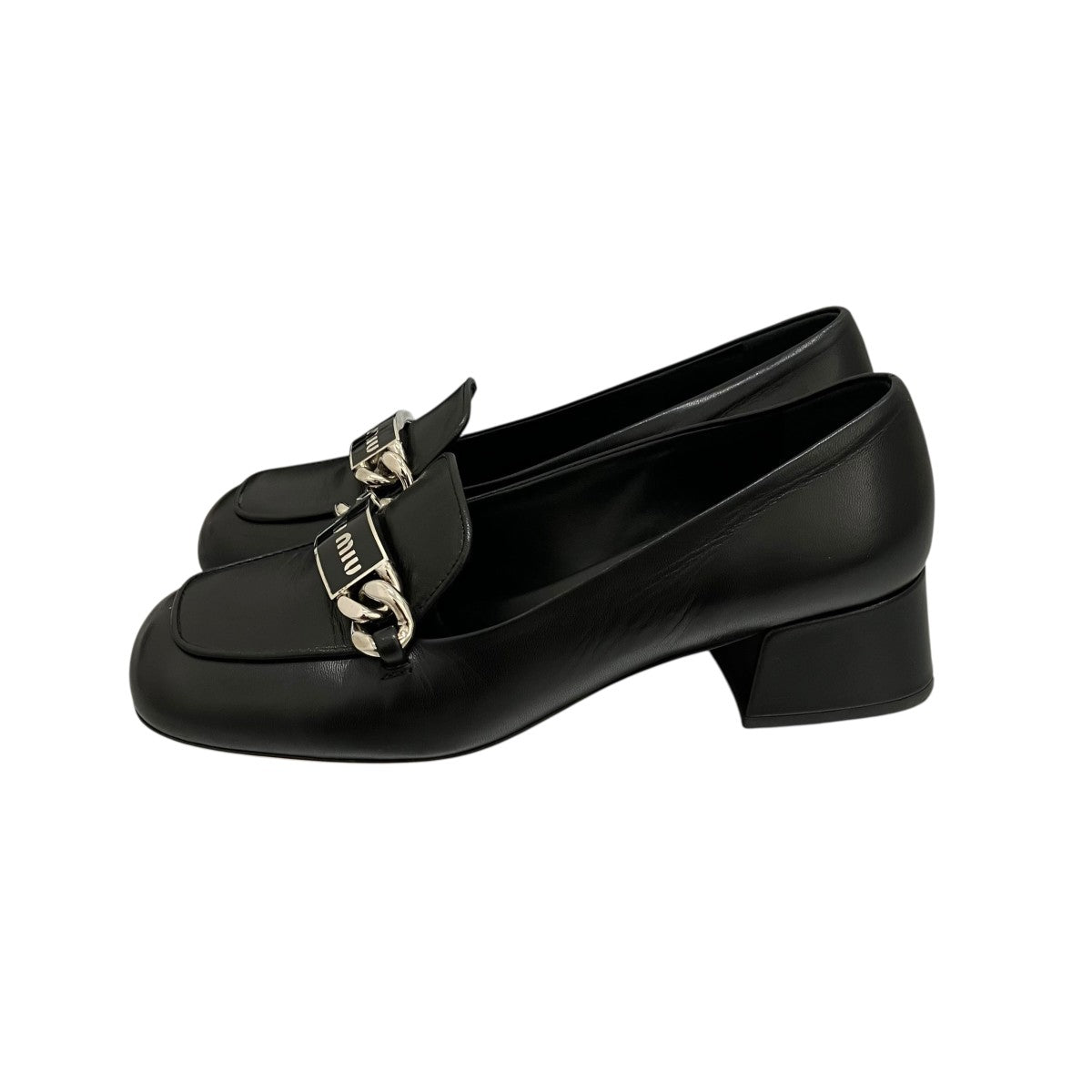 MIU MIU チェーンモチーフブラッシュドレザーローファー 古着・中古-4枚目のアイテム画像
