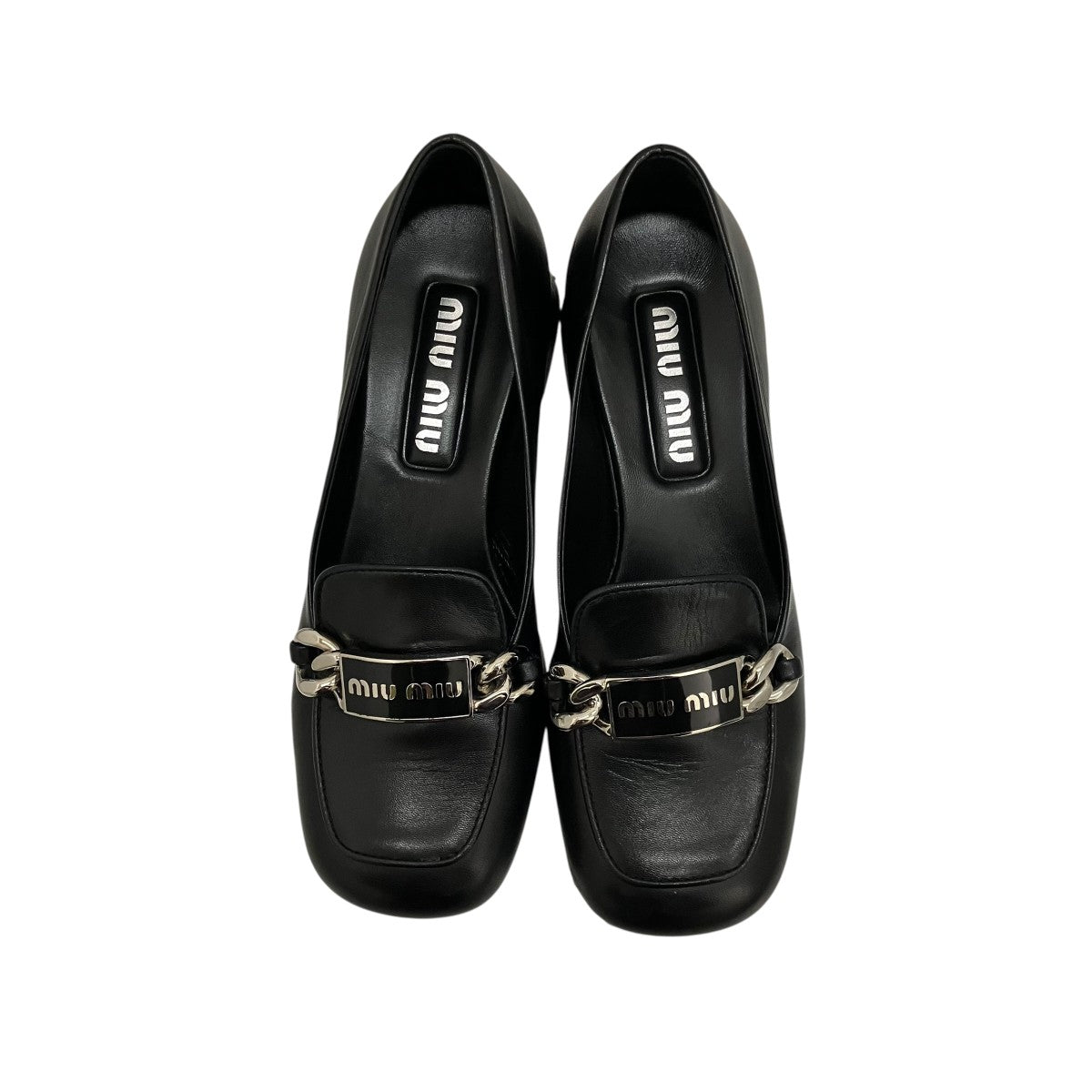 MIU MIU チェーンモチーフブラッシュドレザーローファー 古着・中古-5枚目のアイテム画像