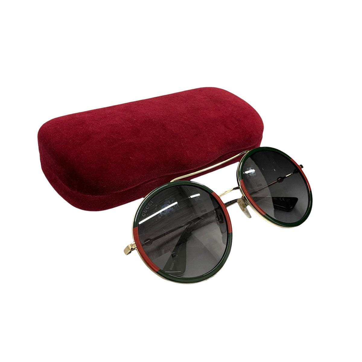 GUCCI ダークレッド ラウンド型サングラス グッチ GUCCI サングラス レディース メンズ （レッド） -アウトレット