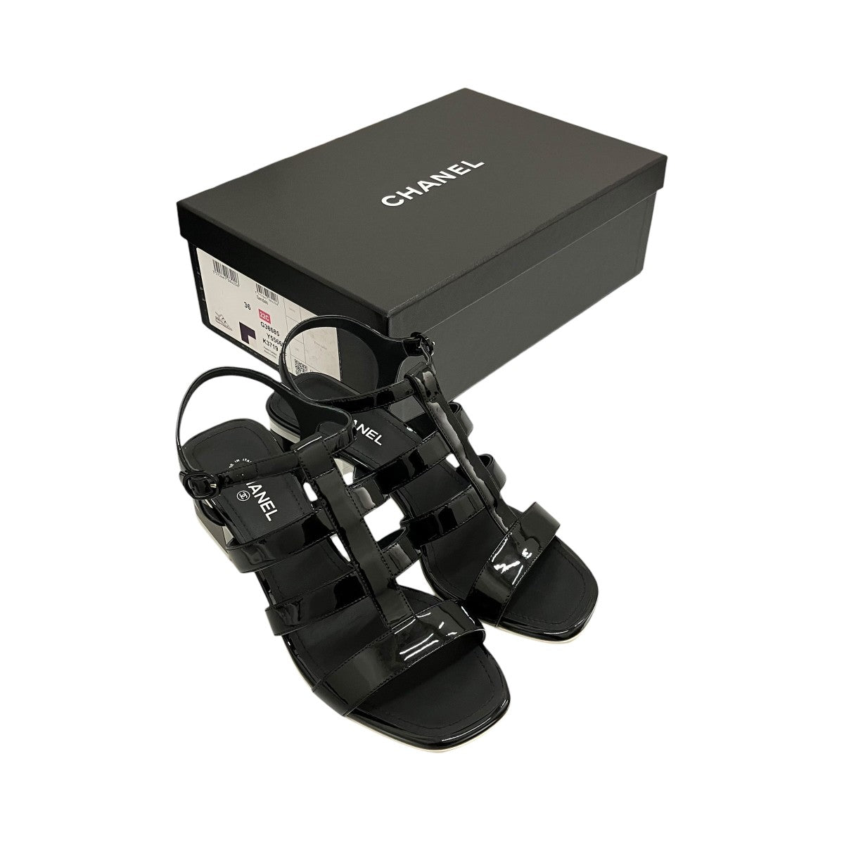 CHANEL(シャネル) バックロゴヒールサンダルG38685 G38685 ブラック