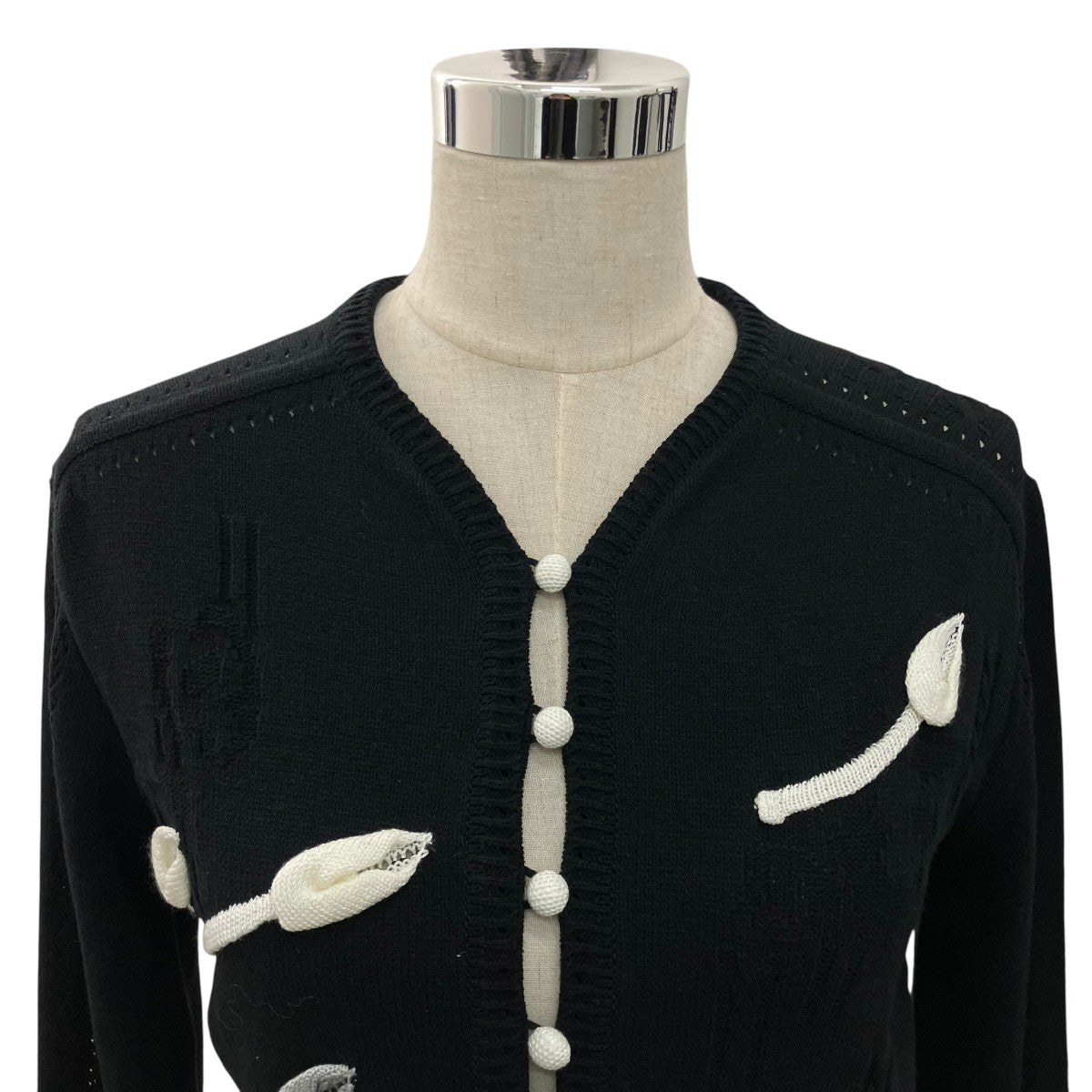mame kurogouchi 26SS【3D Floral Motif Knit Cardigan 6S】フローラルニットカーディガンMM26SS-KN062 古着・中古-4枚目のアイテム画像
