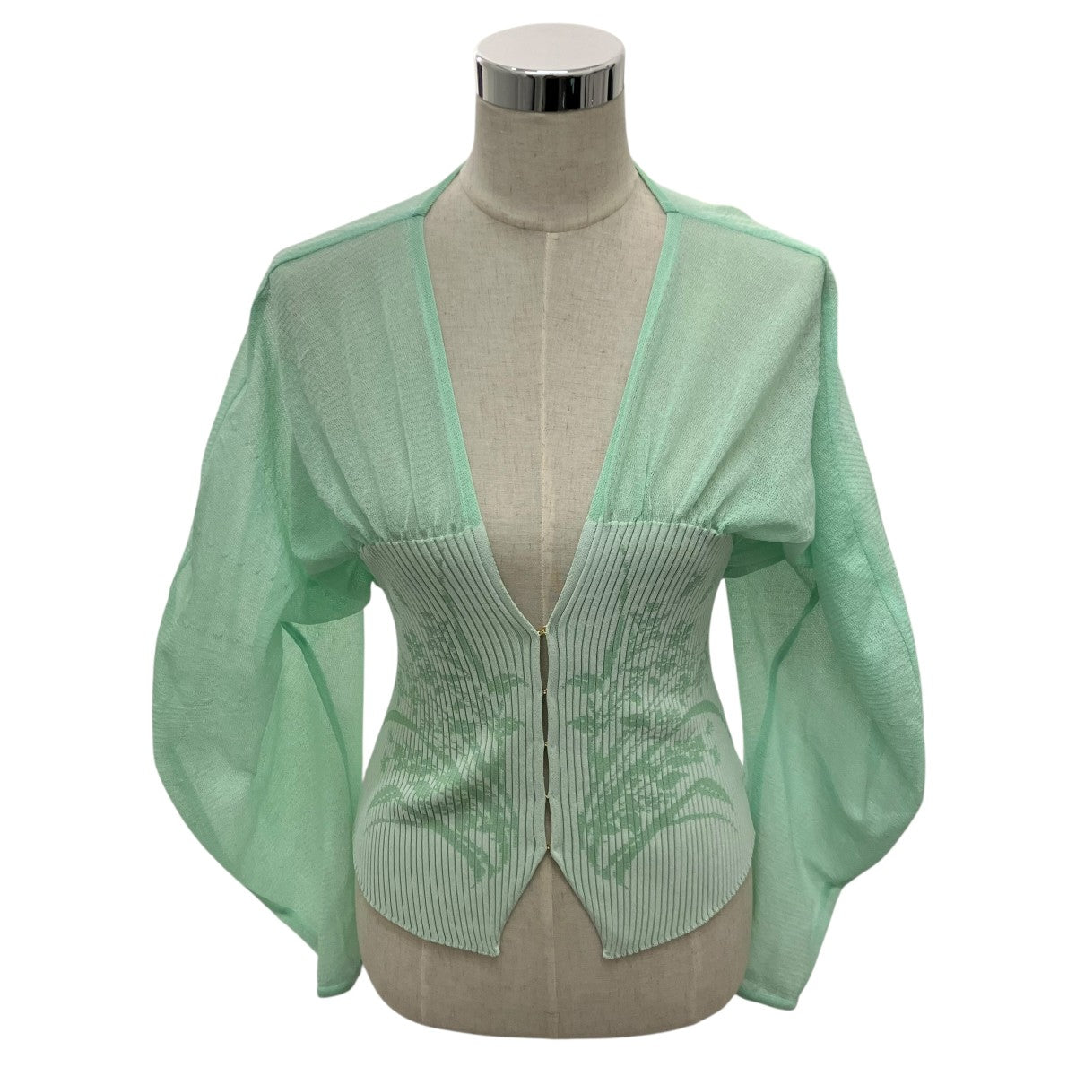mame kurogouchi 25SS【Sheer Rounded Sleeve Knitted Cardigan】ニットカーディガンMM25SS-KN066 古着・中古-1枚目のアイテム画像