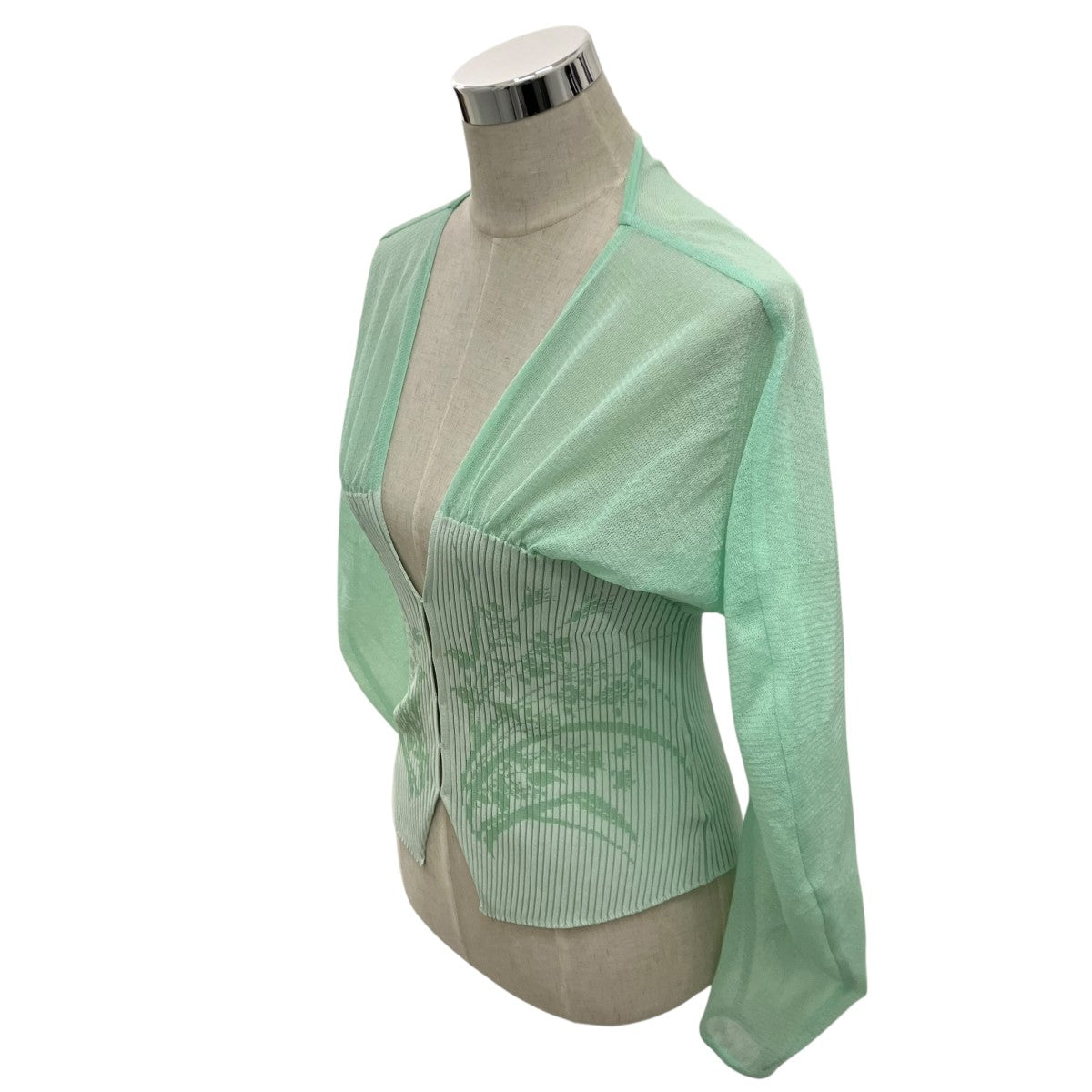 mame kurogouchi 25SS【Sheer Rounded Sleeve Knitted Cardigan】ニットカーディガンMM25SS-KN066 古着・中古-3枚目のアイテム画像