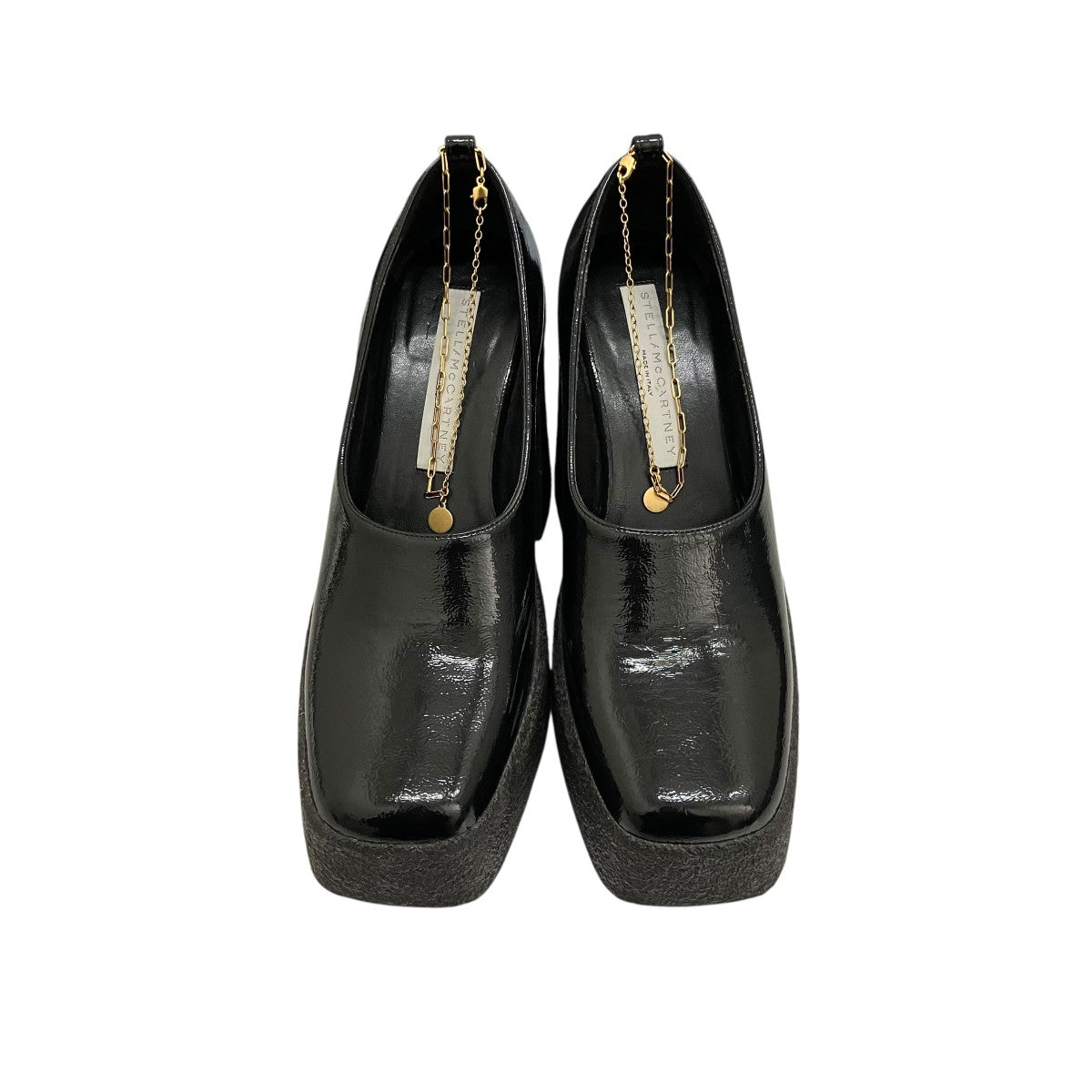 ステラマッカートニー パンプス チェーンストラップ付き ブラック 39 STELLA McCARTNEY(ステラマッカートニー) アンクルチェーンパテント