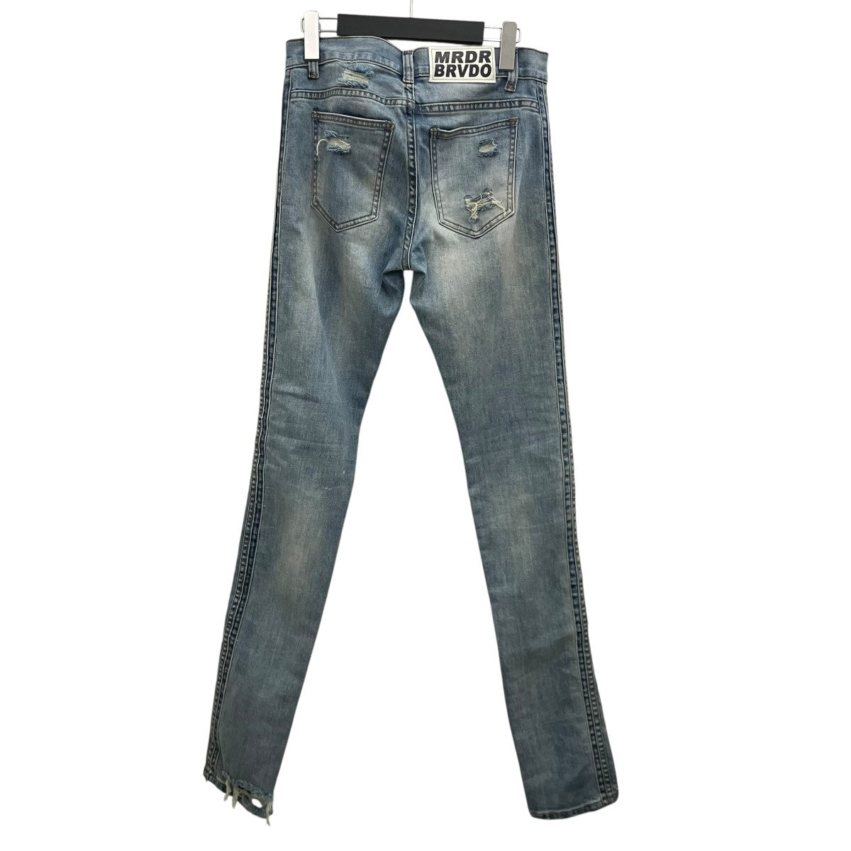 EV BRAVADO 【DO YOU THINK I’M CRAZY RAINBOW EMBROIDERED JEANS】レインボウエンブロイダリースキニーデニムパンツ 古着・中古-2枚目のアイテム画像