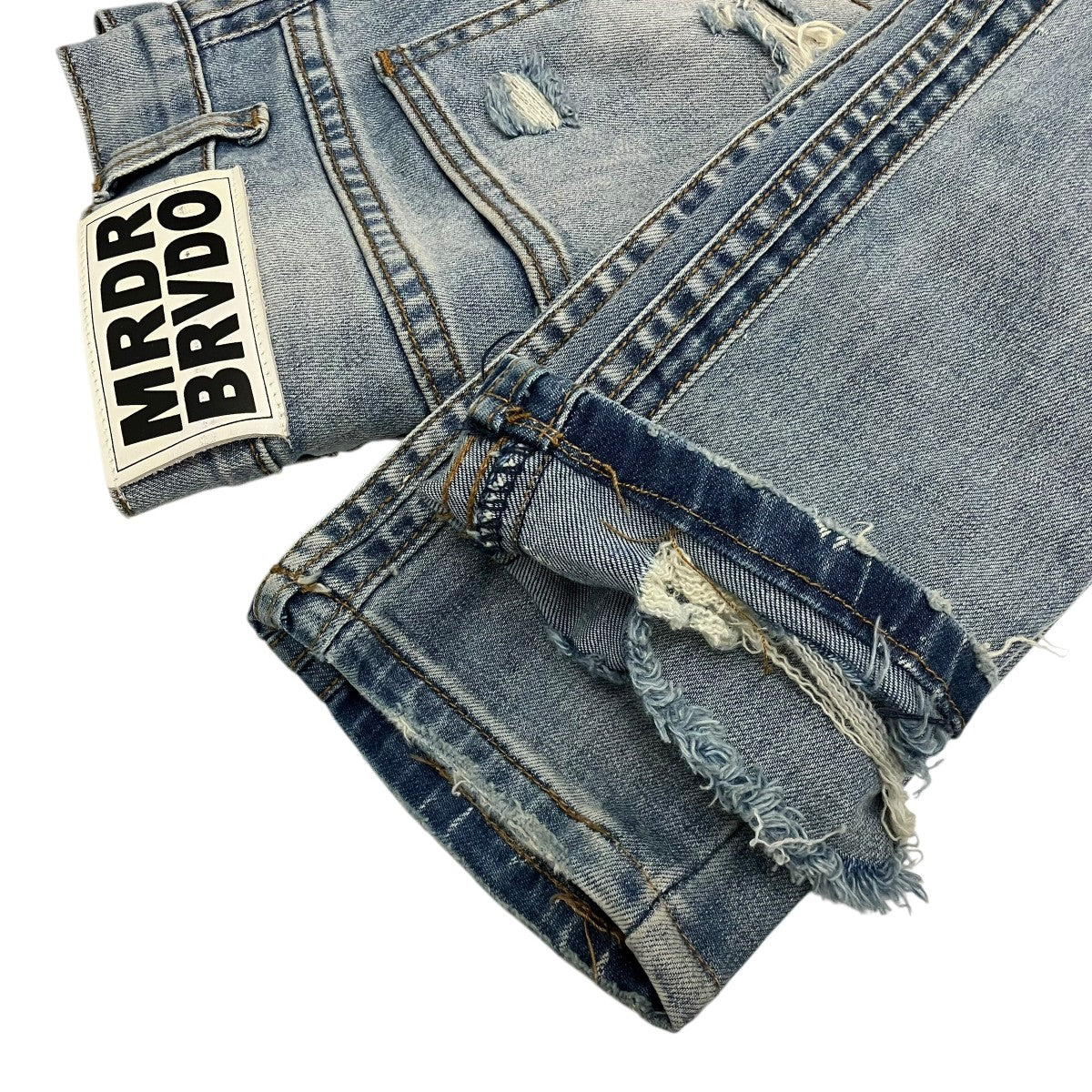 EV BRAVADO 【DO YOU THINK I’M CRAZY RAINBOW EMBROIDERED JEANS】レインボウエンブロイダリースキニーデニムパンツ 古着・中古-7枚目のアイテム画像