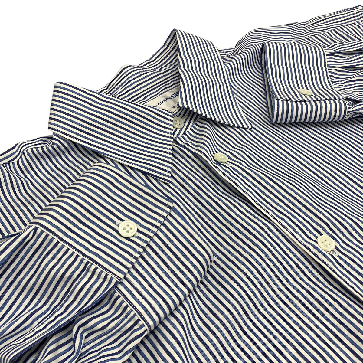 COMME des GARCONS SHIRT FOREVER WIDE CLASSICコットンポプリンストライプレギュラーカラーシャツFZ-B218 古着・中古-5枚目のアイテム画像