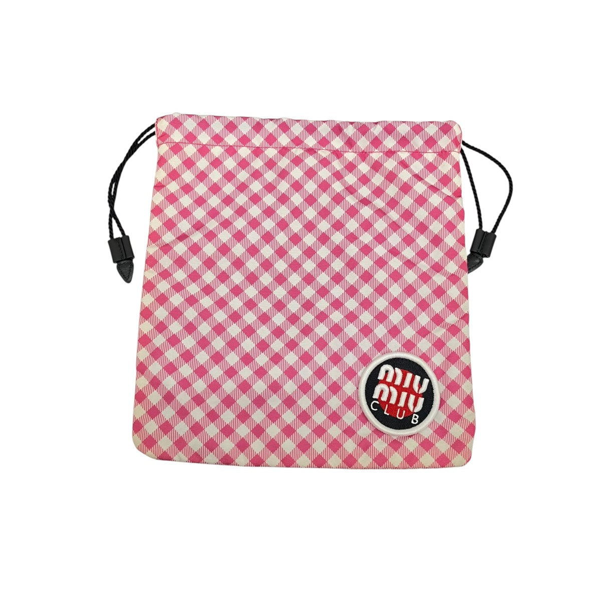 MIU MIU CLUBワッペン ギンガムチェックポーチ 古着・中古-1枚目のアイテム画像
