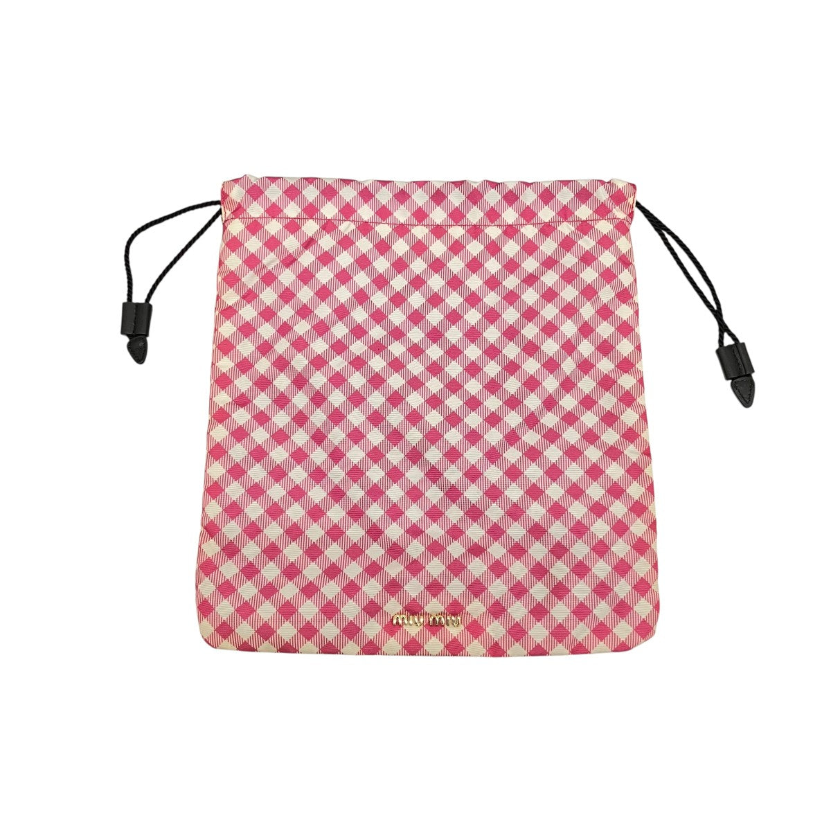 MIU MIU CLUBワッペン ギンガムチェックポーチ 古着・中古-2枚目のアイテム画像