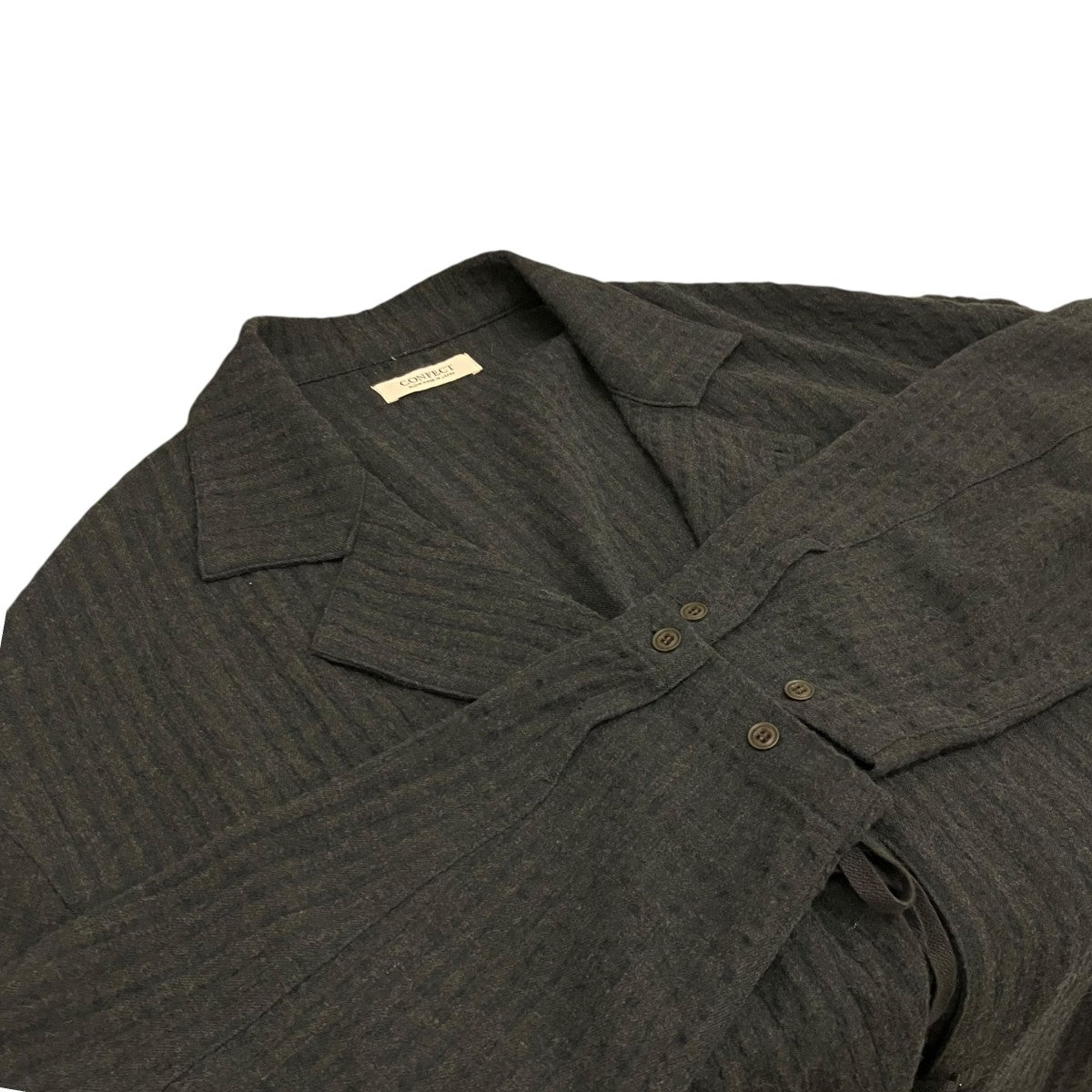 CONFECT ウールリネン 杢ストライプ シャツブルゾンシャツジャケット02253-0002 古着・中古-5枚目のアイテム画像
