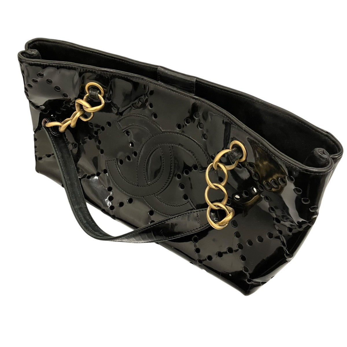 CHANEL パンチングパテントチェーンバッグ 古着・中古-6枚目のアイテム画像