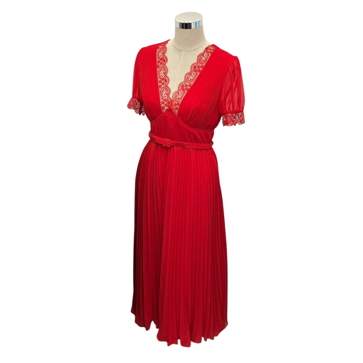 SELF PORTRAIT 【RED CHIFFON MIDI DRESS】シフォンワンピースRS23-908M-R 古着・中古-1枚目のアイテム画像