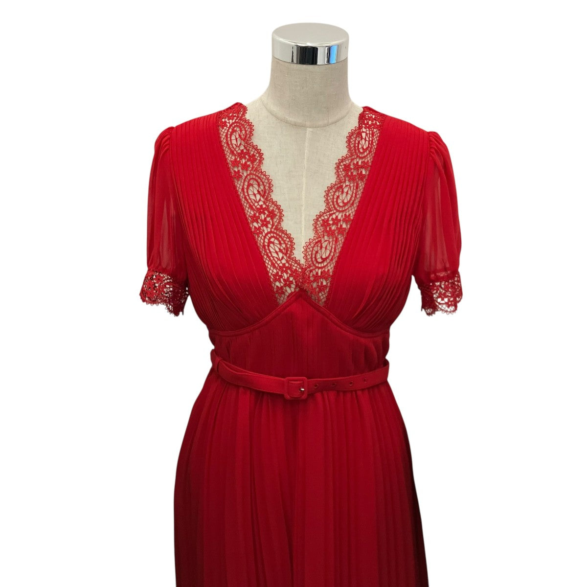 SELF PORTRAIT 【RED CHIFFON MIDI DRESS】シフォンワンピースRS23-908M-R 古着・中古-4枚目のアイテム画像