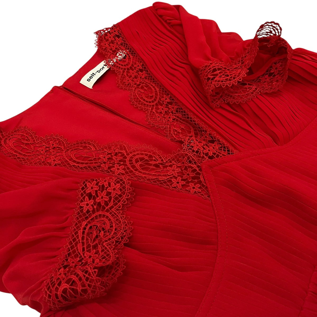SELF PORTRAIT 【RED CHIFFON MIDI DRESS】シフォンワンピースRS23-908M-R 古着・中古-6枚目のアイテム画像