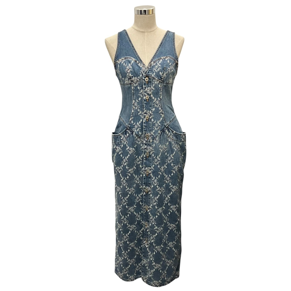 FETICO 【DENIM EMBROIDERED SLEEVELESS DRESS】デニムノースリーブワンピースFTC262-0820 古着・中古-1枚目のアイテム画像