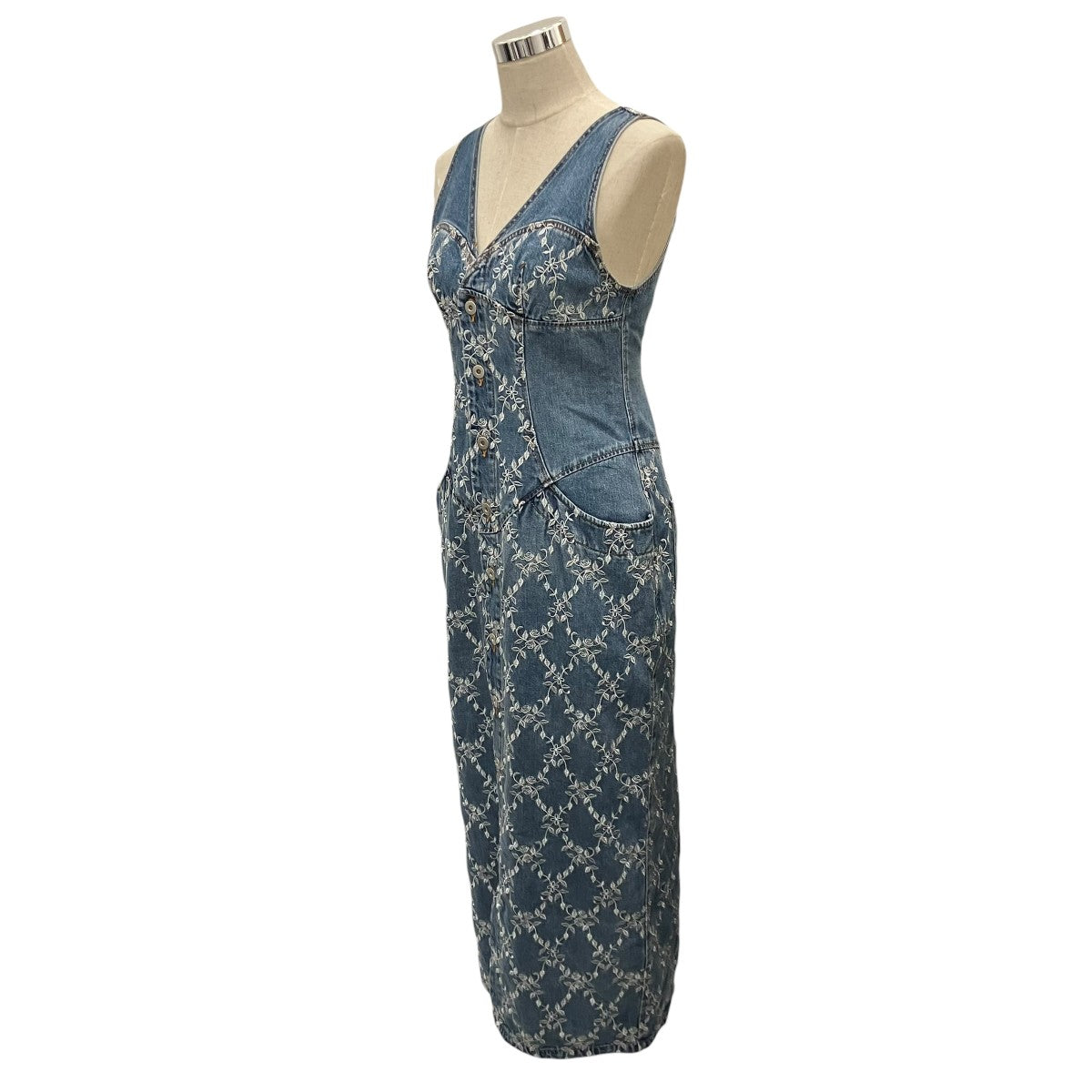 FETICO 【DENIM EMBROIDERED SLEEVELESS DRESS】デニムノースリーブワンピースFTC262-0820 古着・中古-3枚目のアイテム画像