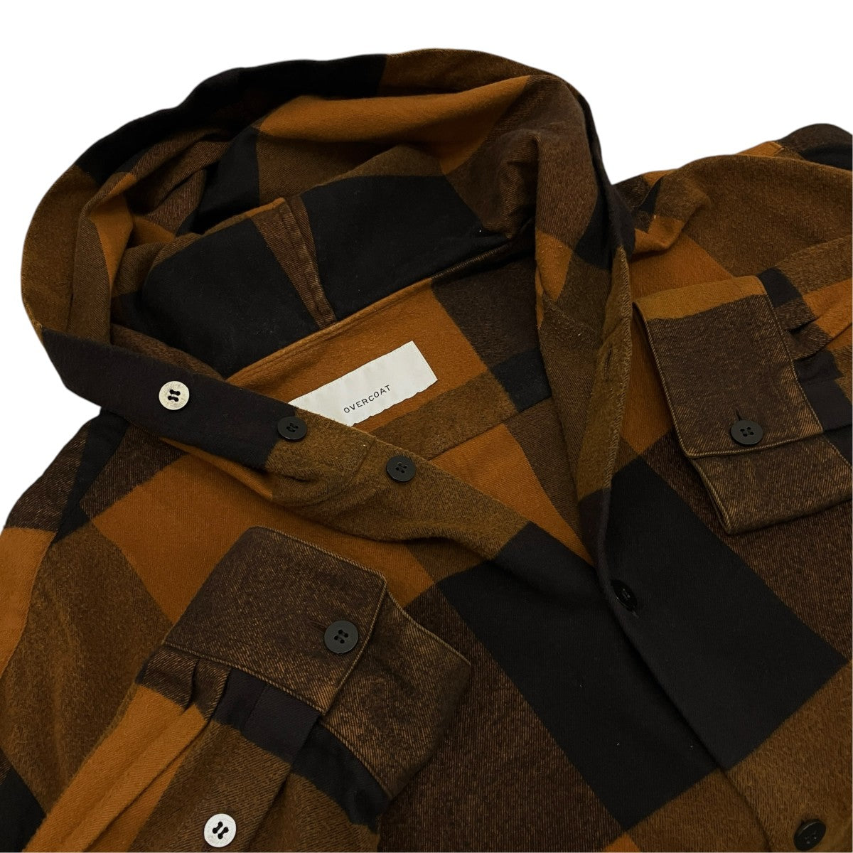 OVERCOAT 【FLANNEL HOODIE SHIRT IN COTTON FLANNEL】フーデッドチェックシャツF25T011P-DWCF 古着・中古-5枚目のアイテム画像
