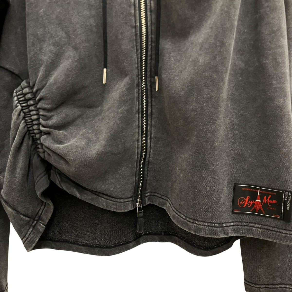 SYUMAN． 25SS【WAVE GATHER ACID HOODIE】ジップパーカー25ss-SY007 古着・中古-4枚目のアイテム画像
