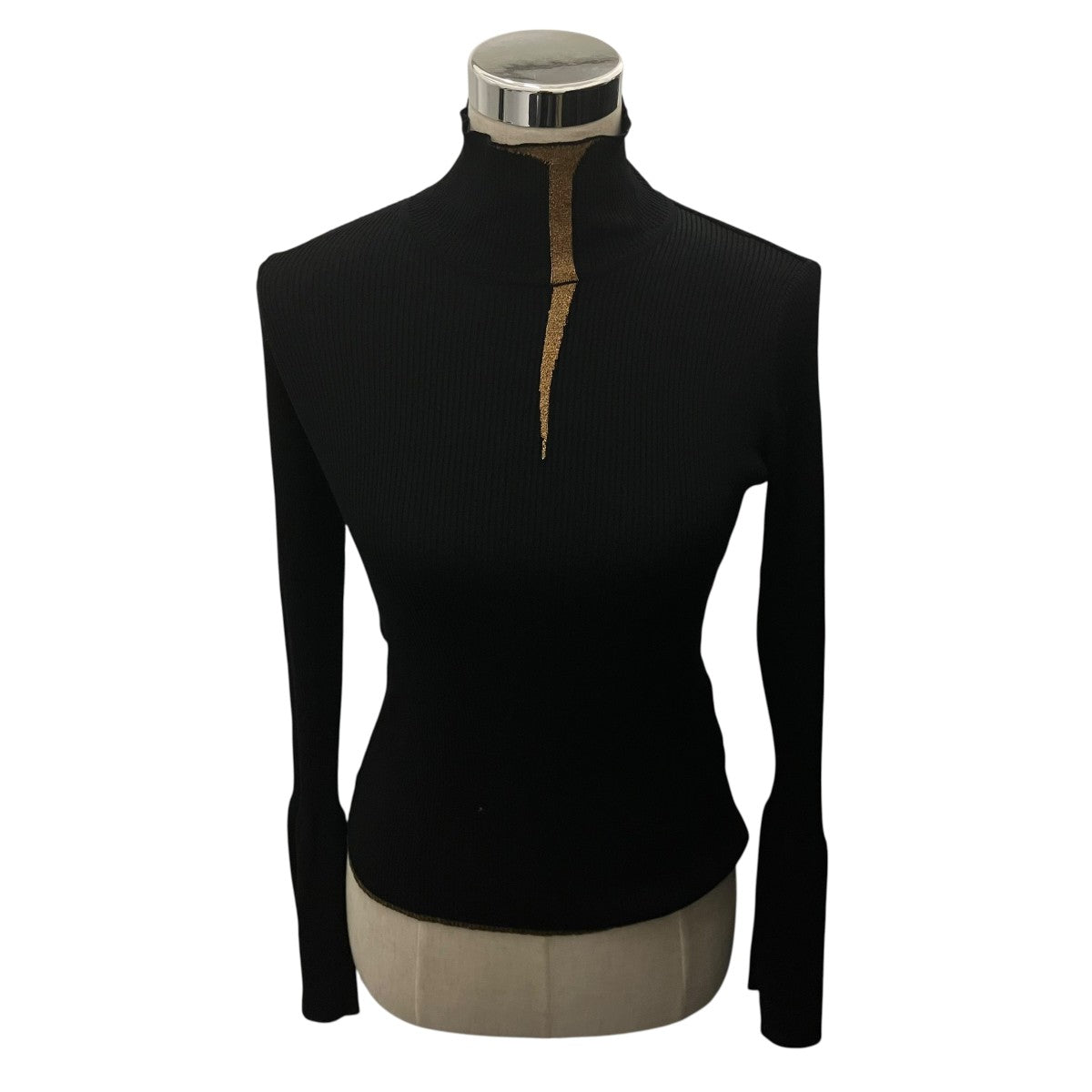 mame kurogouchi 24AW【Kintsugi High Neck Knitted Top】ハイネックリブニットMM24FW-KN078 古着・中古-1枚目のアイテム画像