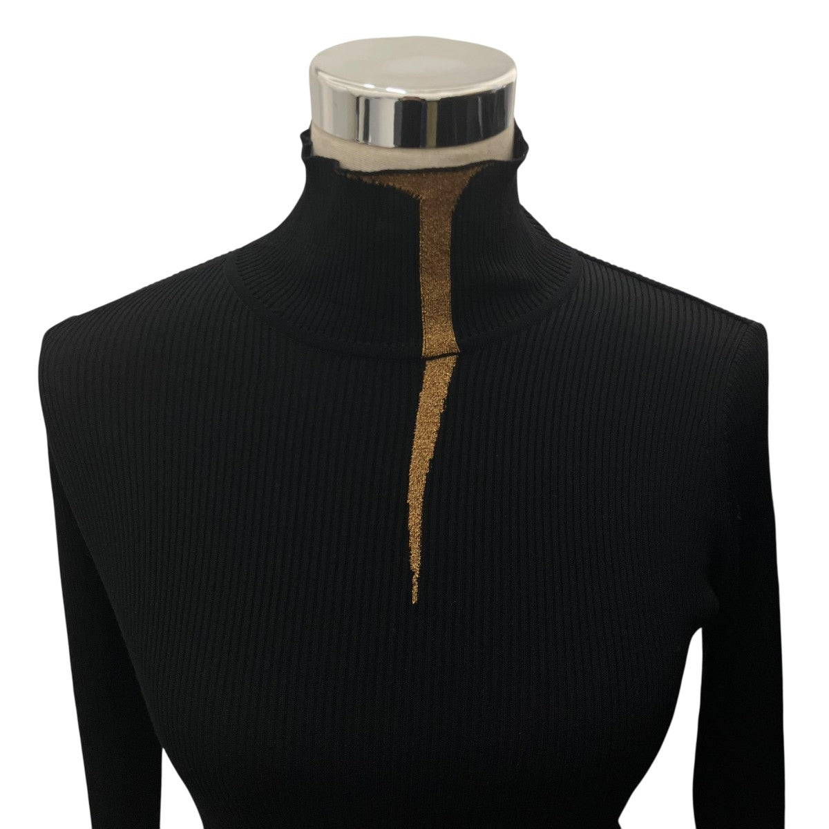 mame kurogouchi 24AW【Kintsugi High Neck Knitted Top】ハイネックリブニットMM24FW-KN078 古着・中古-3枚目のアイテム画像