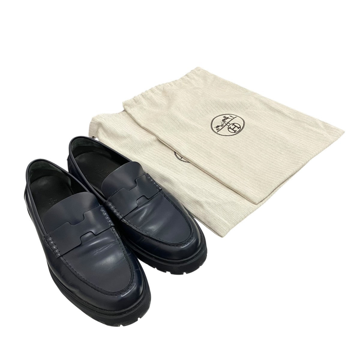 HERMESローファーモカシン HERMES(エルメス) 【モカシン】ローファー ネイビー サイズ 42.5