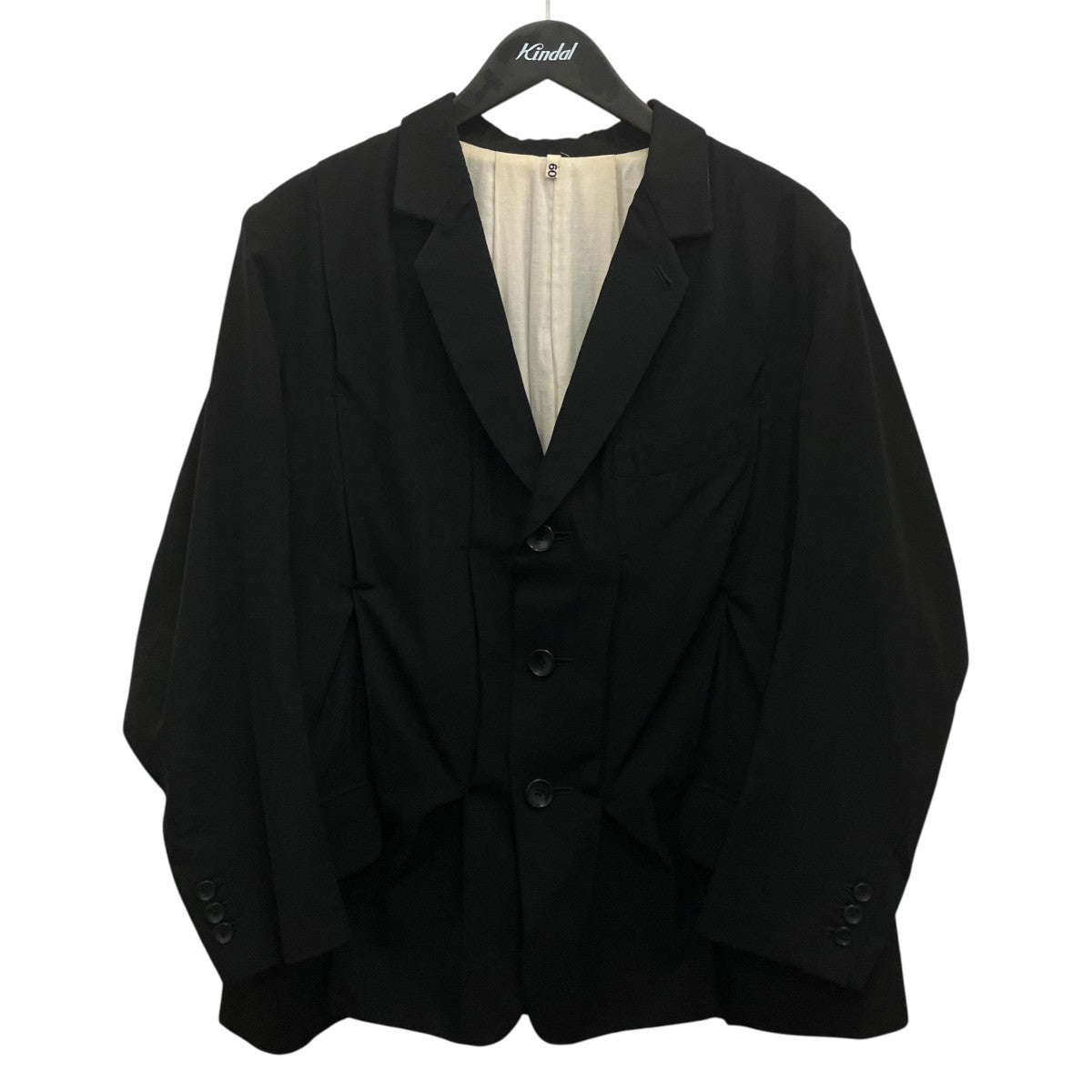 KHOKI 23AW【Pleat-detail single-breasted jacket】プリーツジャケット23aw-jk-06-black 古着・中古-1枚目のアイテム画像