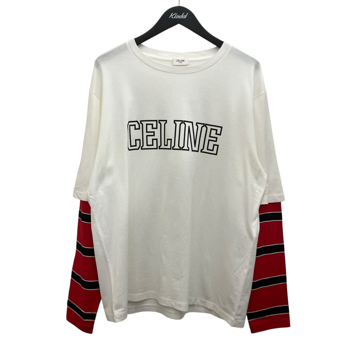 CELINE レイヤードルーズ ロゴ クルーネック長袖TシャツRX077671Q 古着・中古-1枚目のアイテム画像