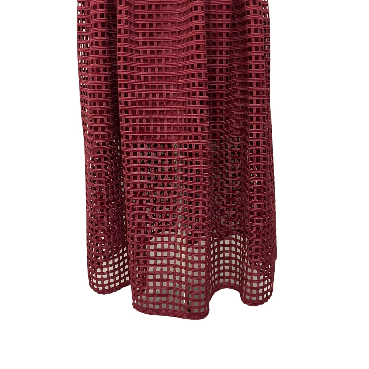 【BURGUNDY GRID LACE MIDI DRESS】ビジューワンピースRS23-921M-BU