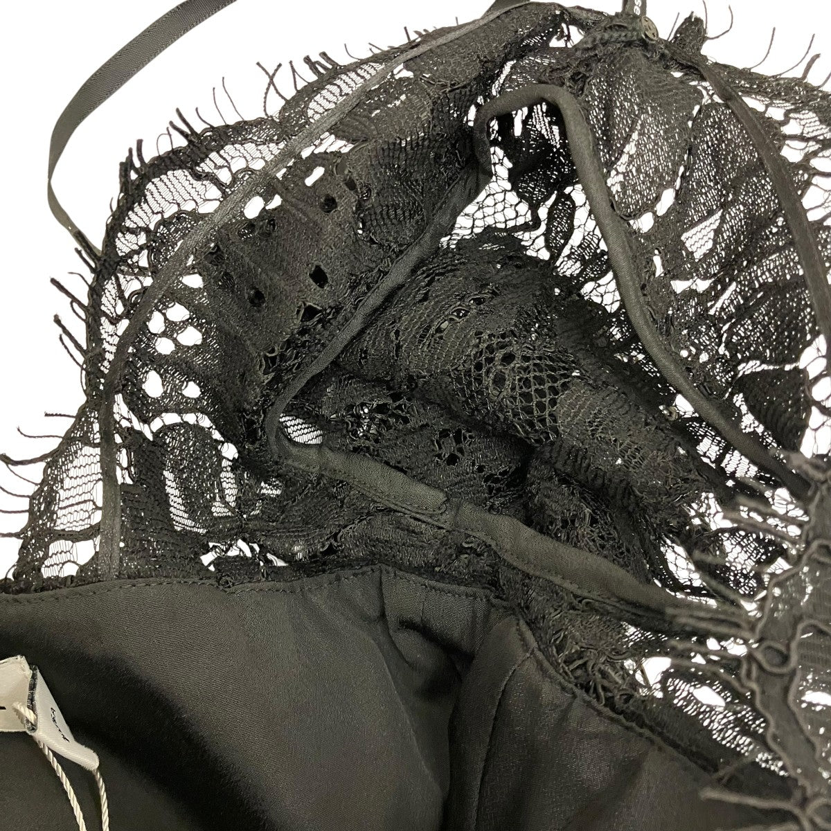 【BLACK FINE CORDED LACE TIERED MIDI DRESS】レースティアードワンピースAW20-111