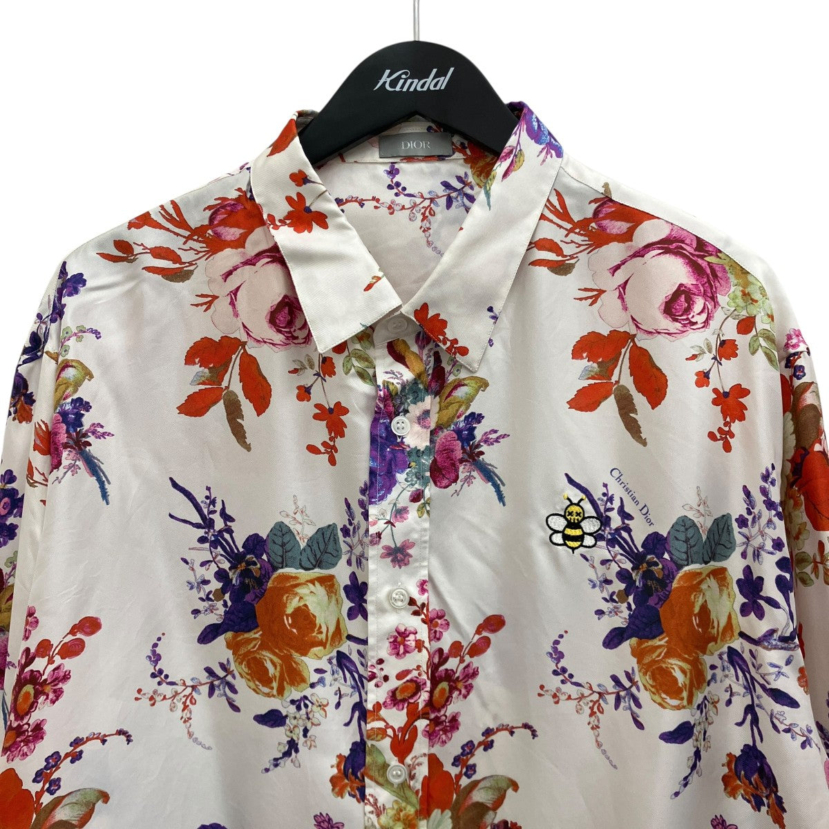 ディオール 19SS 923C561W6016 BEE刺繍総柄シルク長袖シャツ メンズ 39