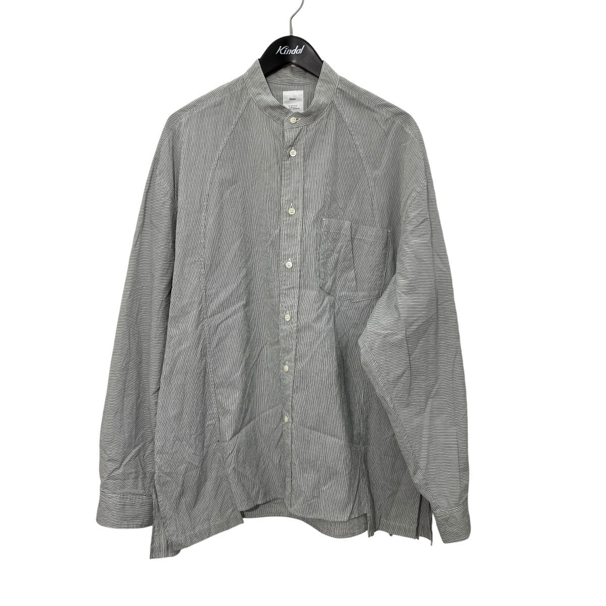 21SSFINX LIGHT CODE LANE PIN STRIPE BAND COLLAR SHIRTストライプバンドカラーシャツNMSH-21SS-004